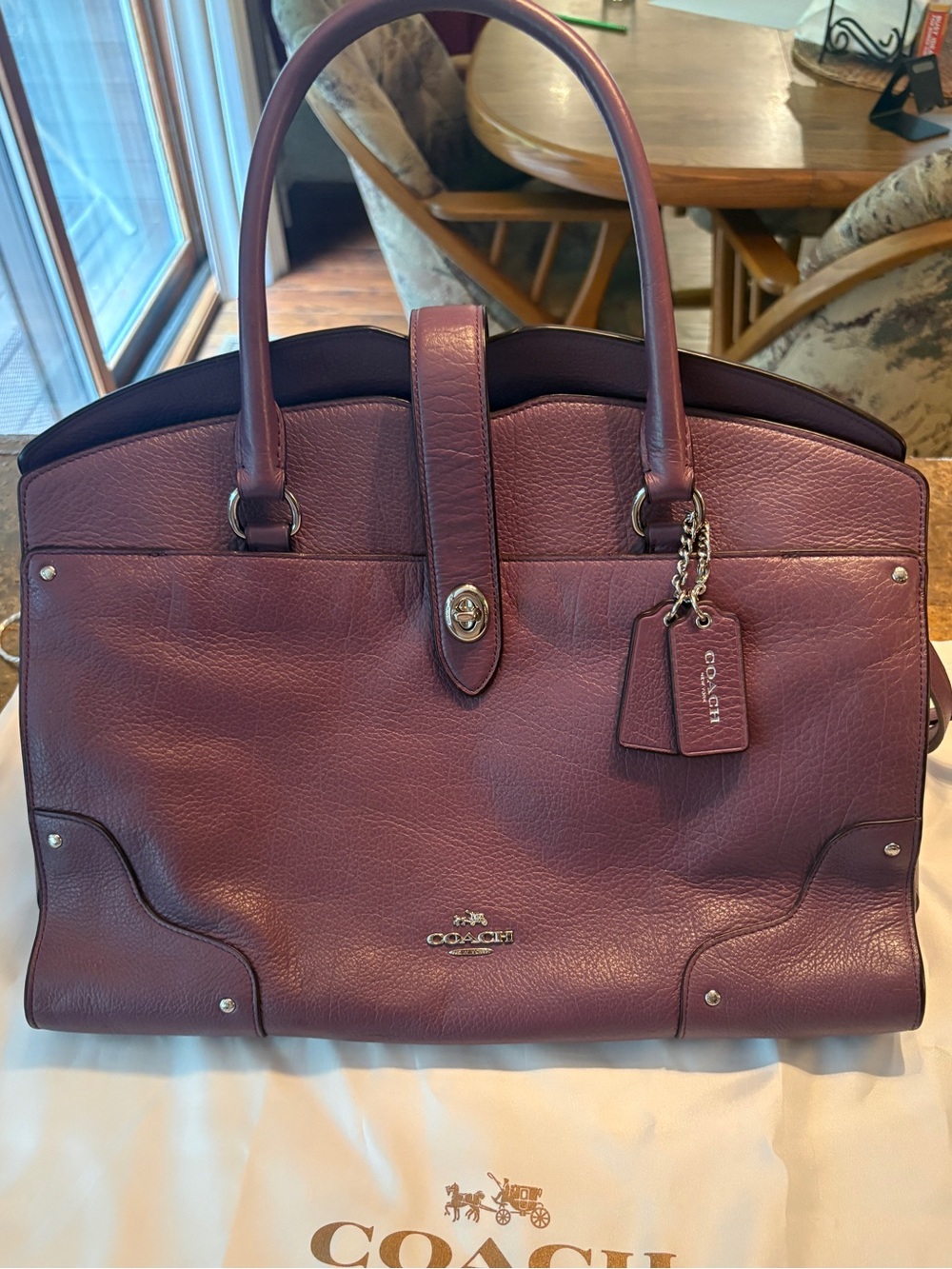 Authentic COACH Mercer Purple Leather Satchel professional luxe chic